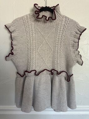 Brogger Wool and Cashmere Blend Short Sleeve Sweater Top S